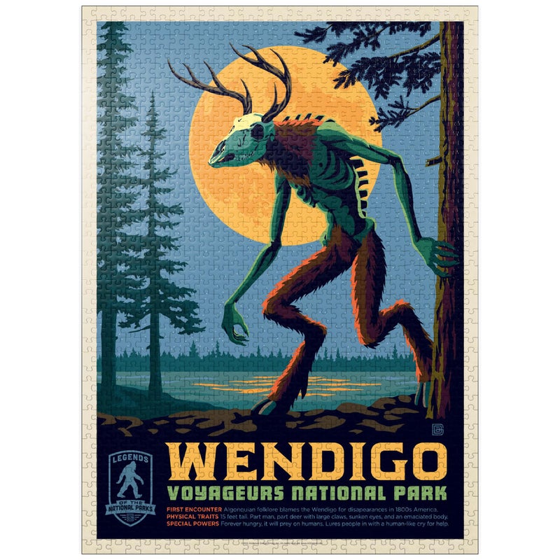 MyPuzzle.com MyPuzzle Legends of The National Parks: Voyageurs' The Wendigo  Vintage Poster - Premium 1000 Piece Jigsaw Puzzle for Adults - Image 1